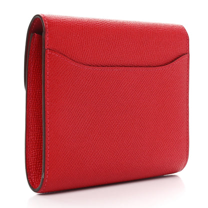Hermes Epsom Constance Compact Passant Wallet Rouge Casaque 3 of 9