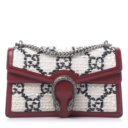 Gucci Tweed GG Monogram Small Dionysus Shoulder Bag White Black Romantic Cherry 1 of 10