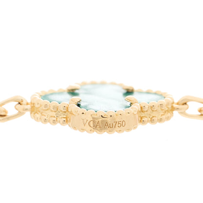 Van Cleef & Arpels 18K Yellow Gold Malachite 5 Motifs Vintage Alhambra Bracelet 3 of 10