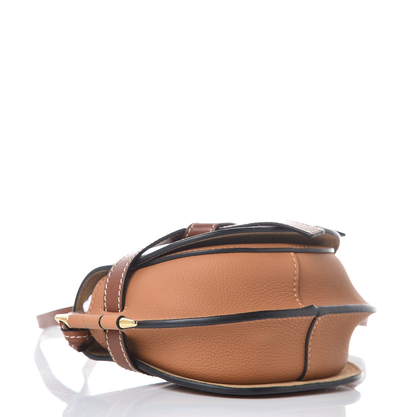 Grained Calfskin Mini Gate Crossbody Bag Caramel Pecan