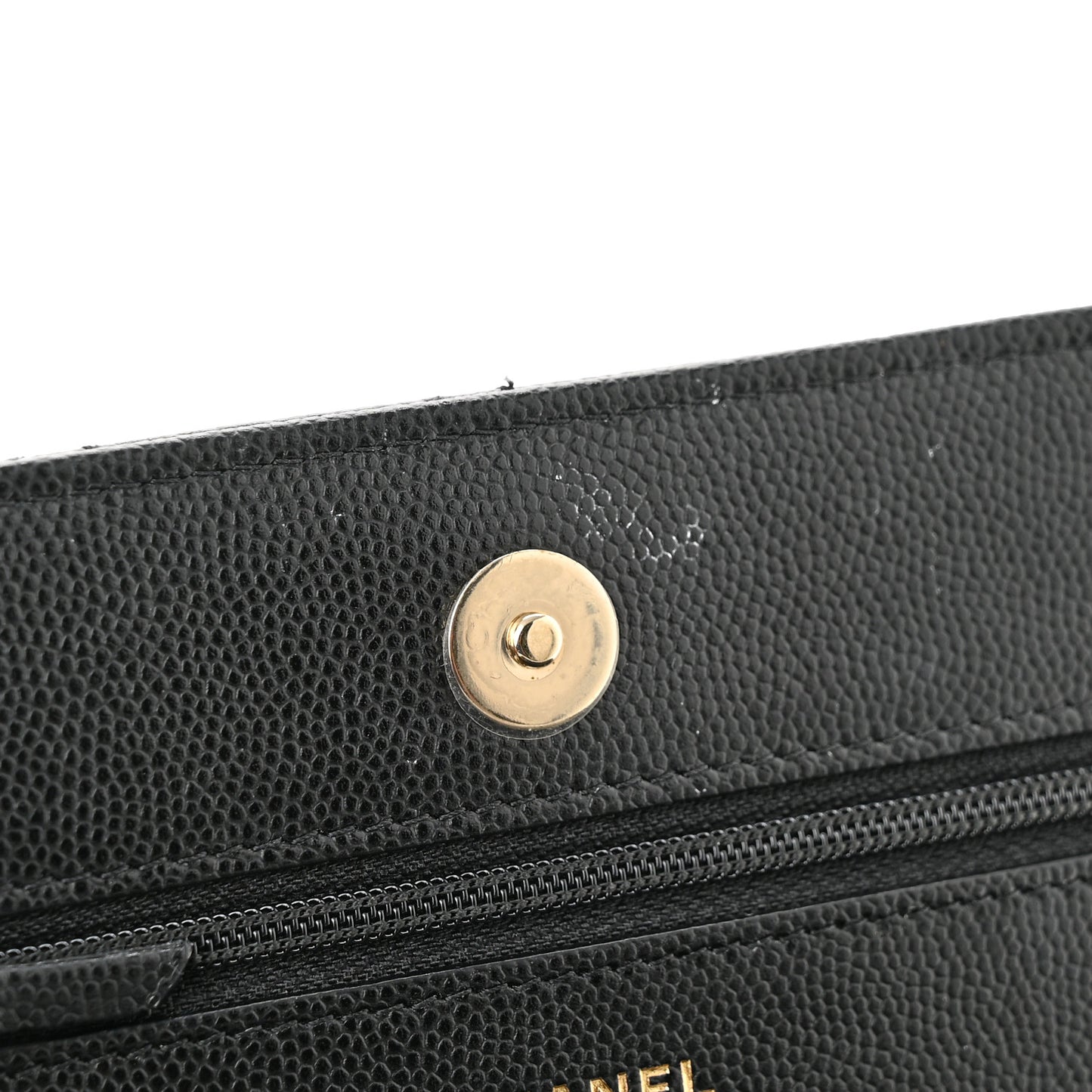 Caviar Quilted Crystal CC Wallet On Chain WOC Black
