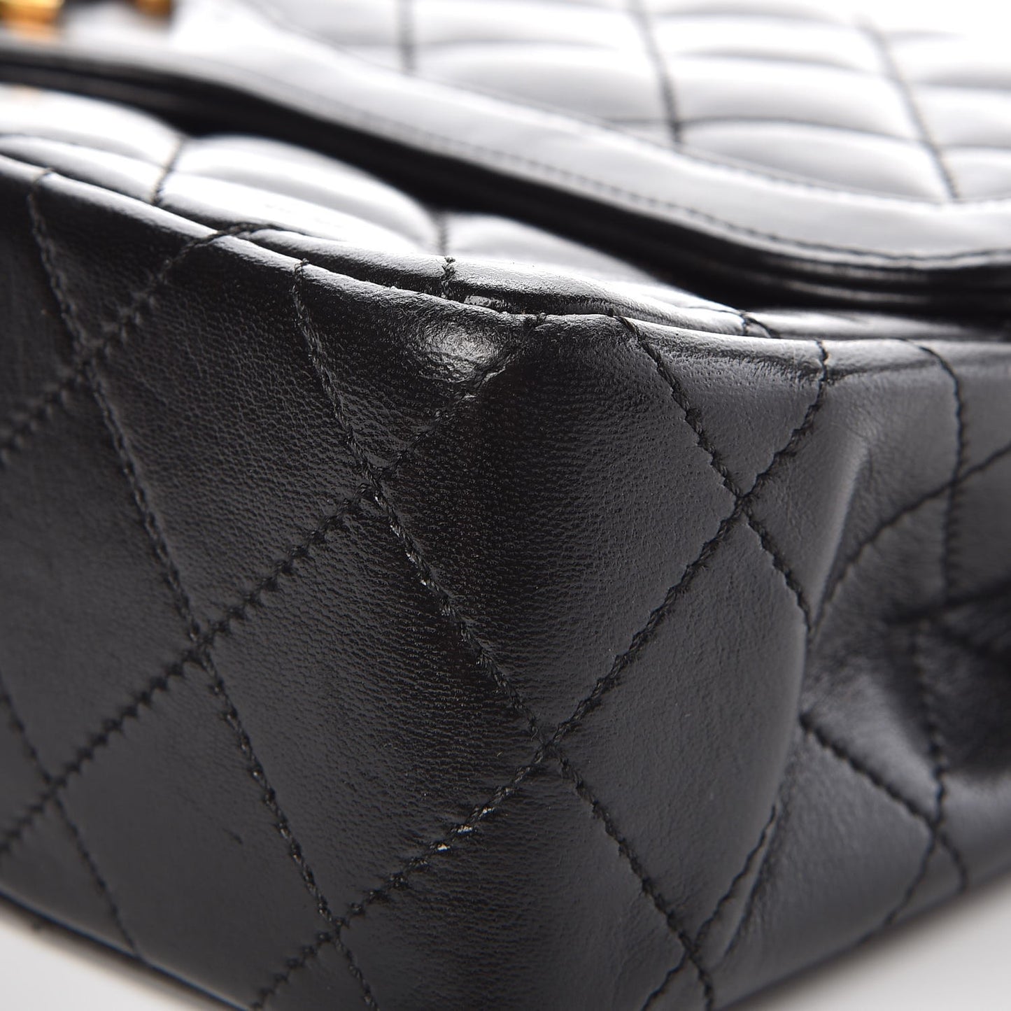 Lambskin Quilted Medium Double Flap Black