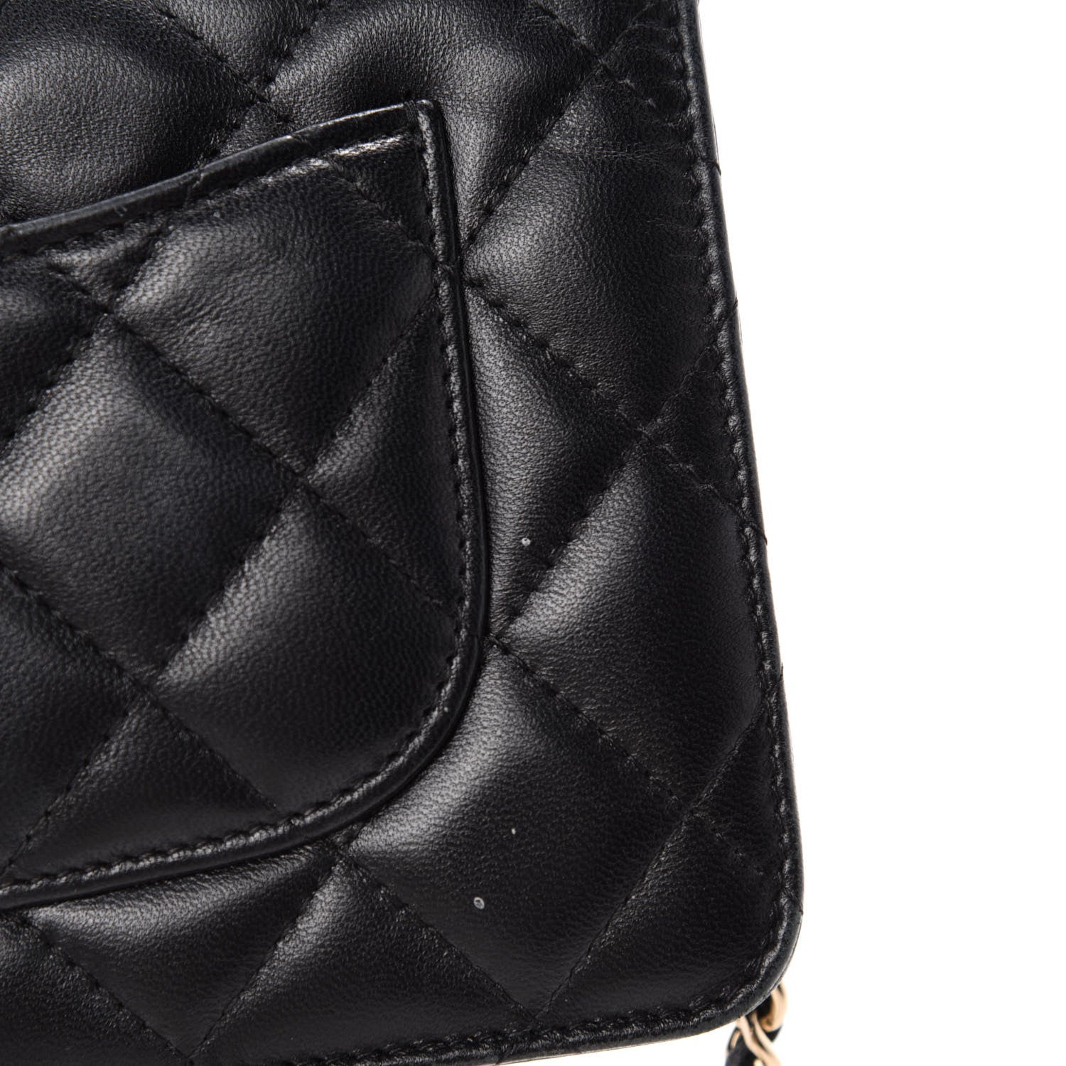 Chanel Lambskin Quilted Chain Around Wallet On Chain WOC Black 13 of 19