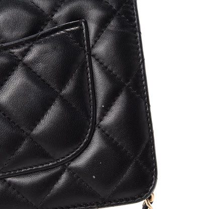 Chanel Lambskin Quilted Chain Around Wallet On Chain WOC Black 13 of 19