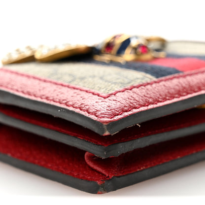 Gucci GG Supreme Monogram Web Queen Margaret Card Case Wallet Red 8 of 9