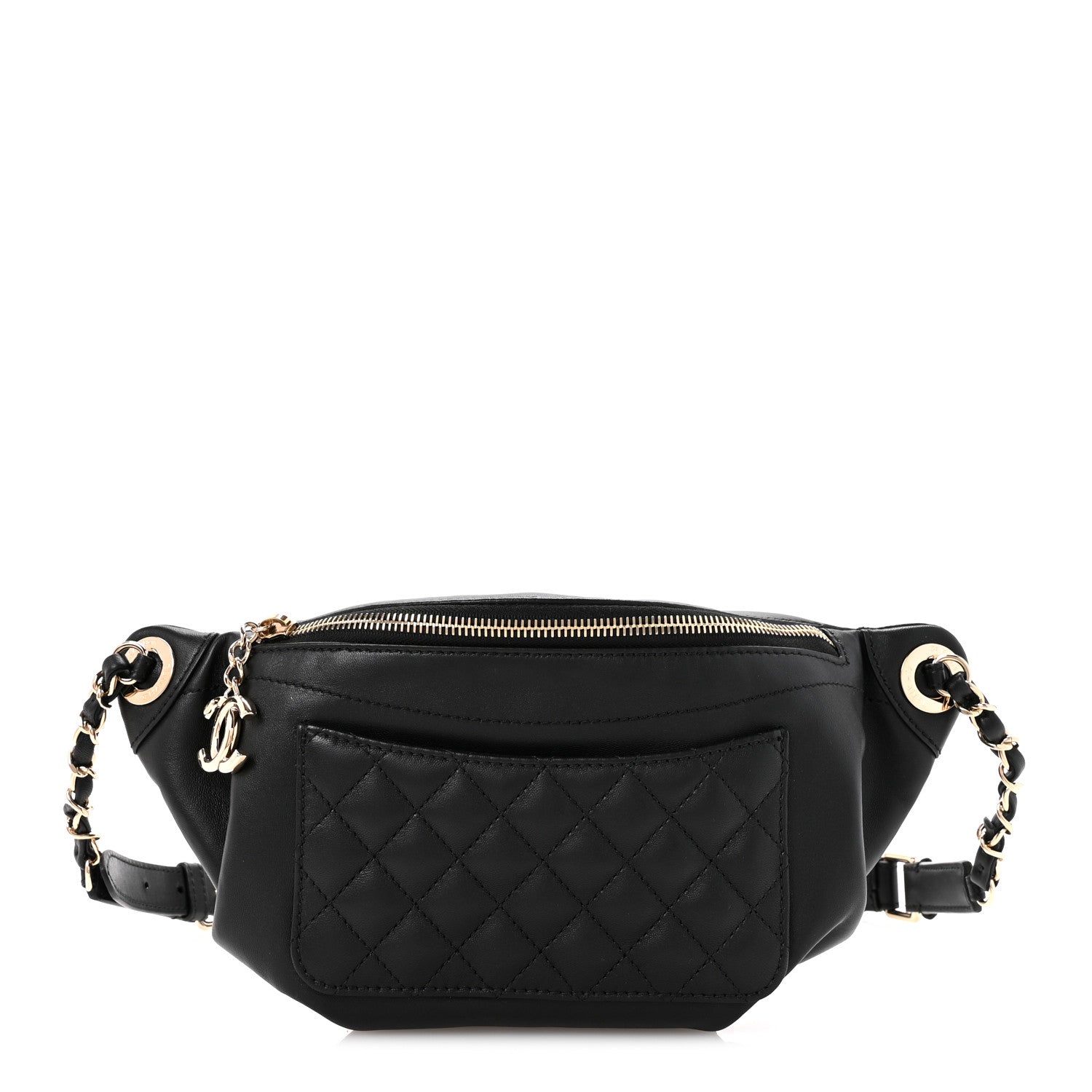Chanel Lambskin Quilted Waist Bag Fanny Pack Black 1 of 11