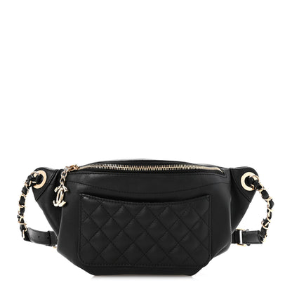 Chanel Lambskin Quilted Waist Bag Fanny Pack Black 1 of 11