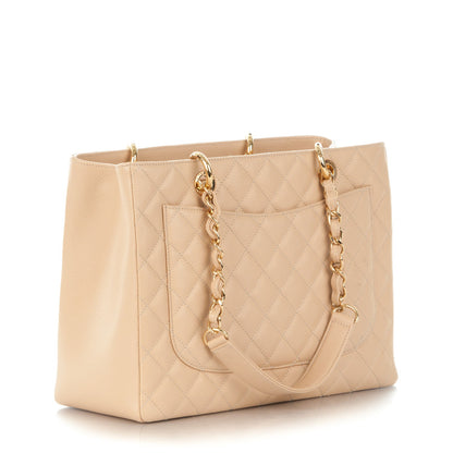 Chanel Caviar Quilted Grand Shopping Tote GST Beige Clair 3 of 7