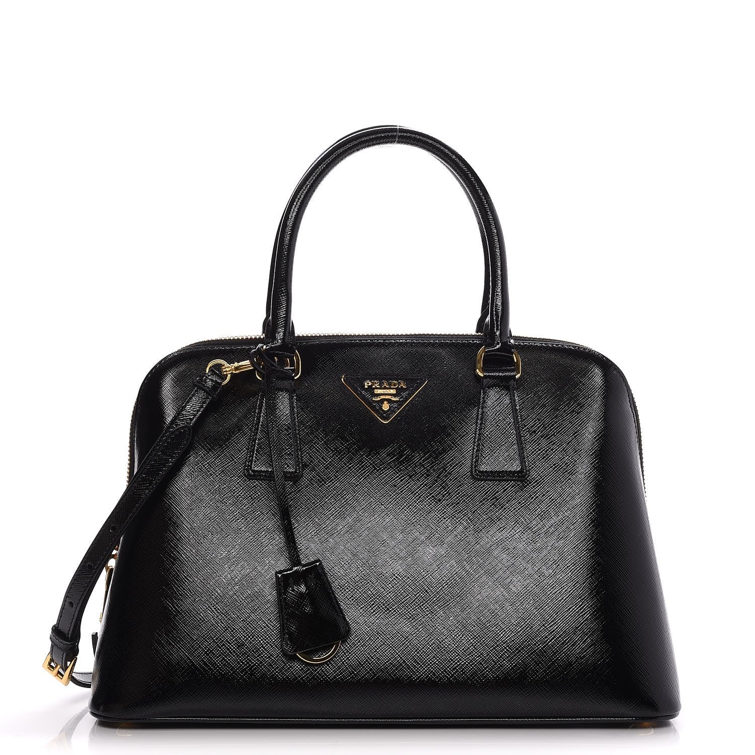 Prada Saffiano Vernice Medium Promenade Tote Black 1 of 8