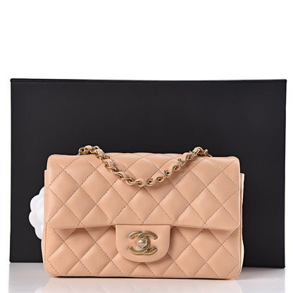 Chanel Lambskin Quilted Mini Rectangular Flap Beige 11 of 11