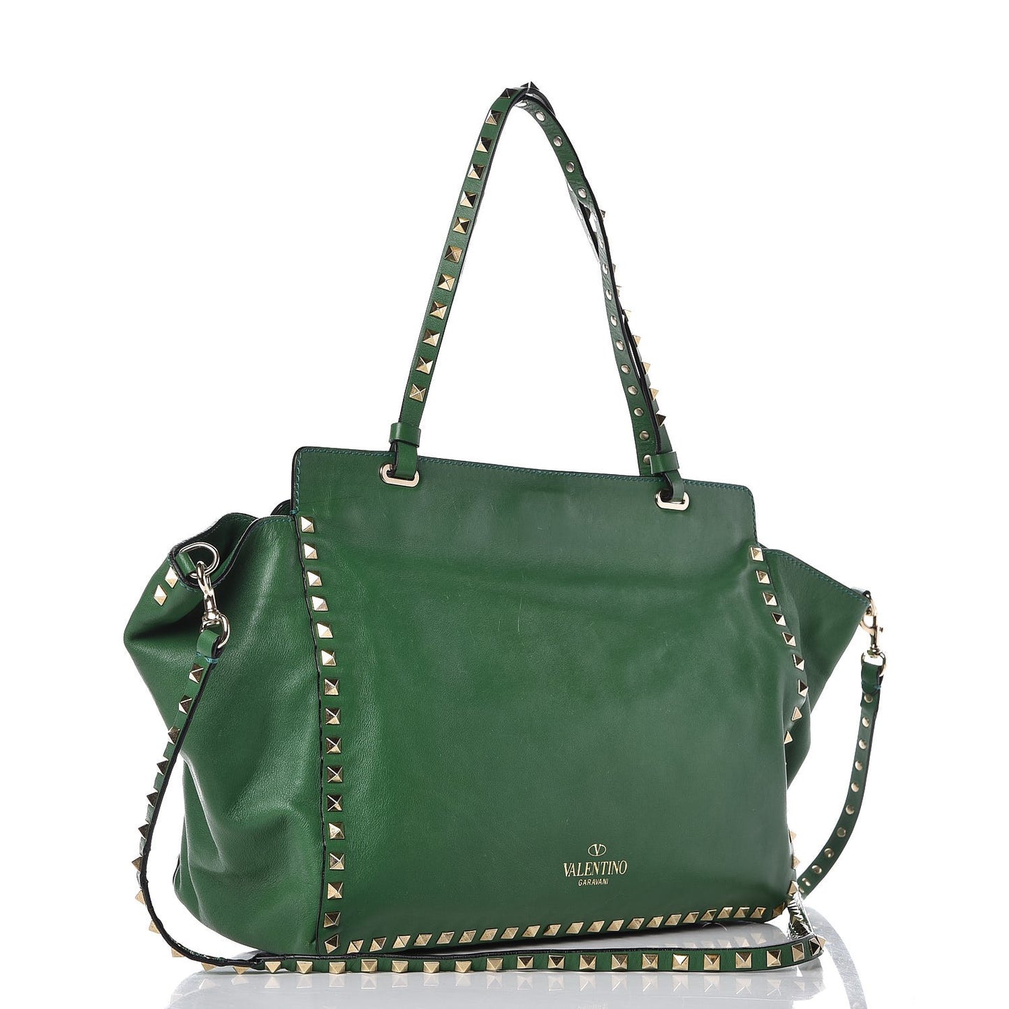 Vitello Medium Rockstud Tote Emerald