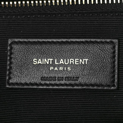 Saint Laurent Grain De Poudre Matelasse Chevron Monogram Shopping Bag Black 5 of 12