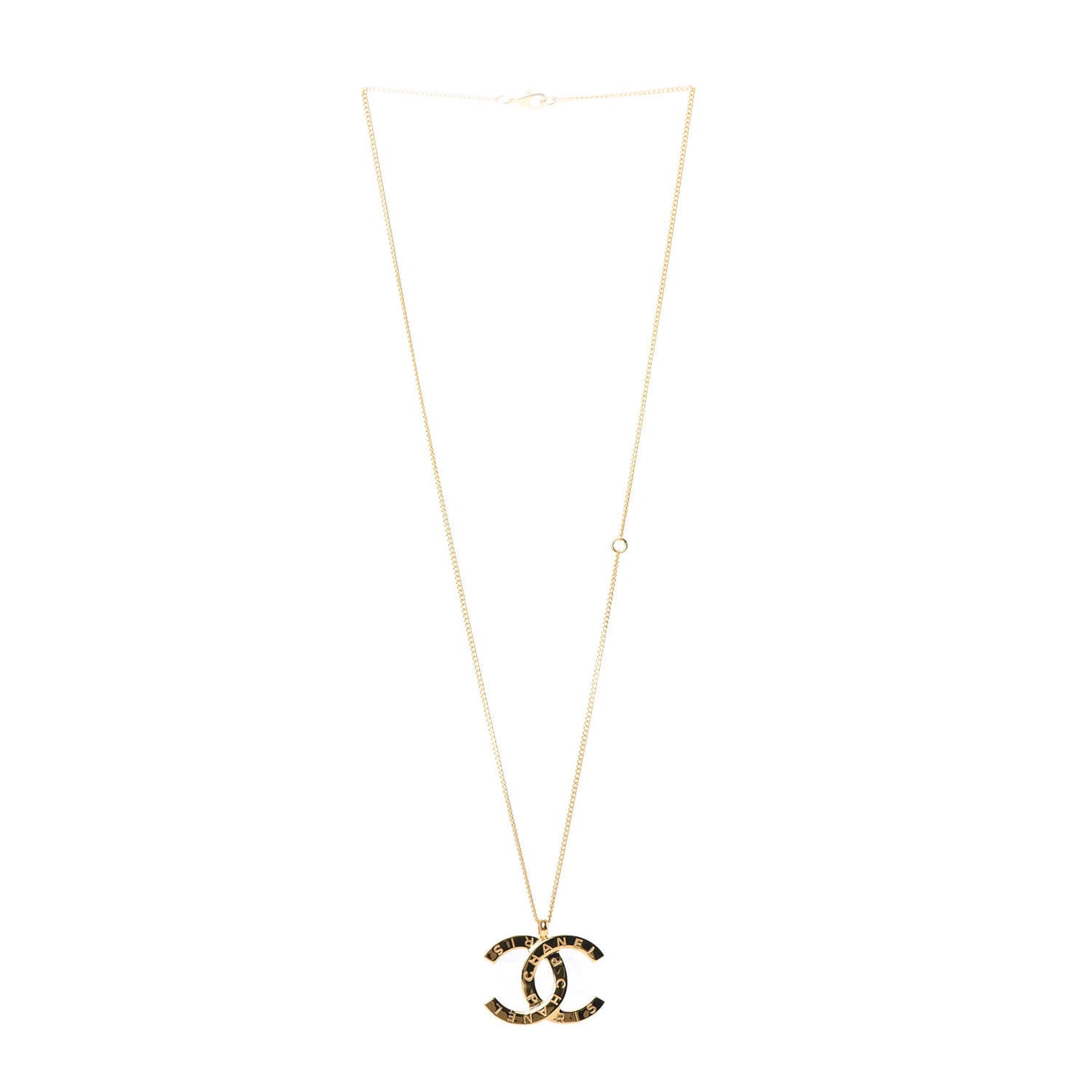 Metal CC Paris Button Necklace Gold