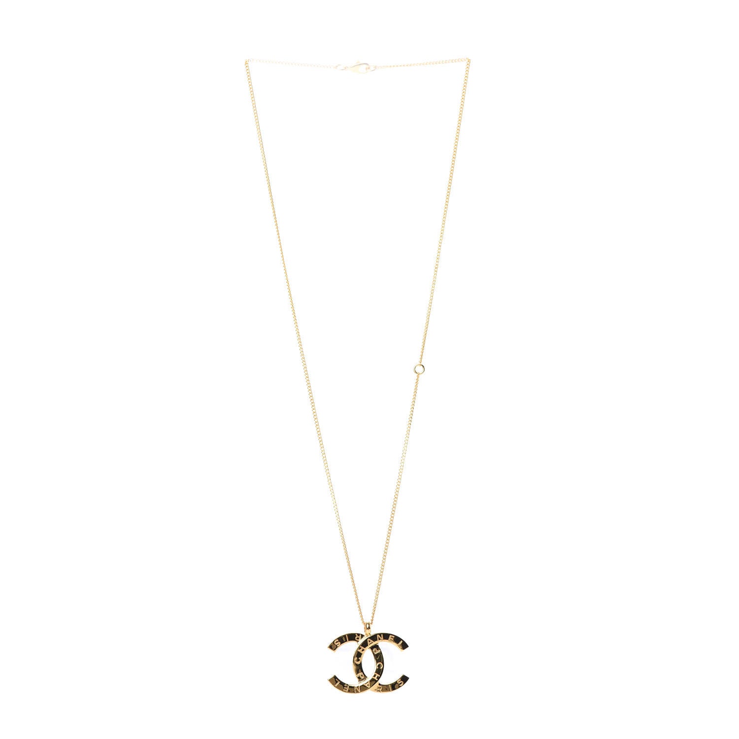 Chanel Metal CC Paris Button Necklace Gold 3 of 5
