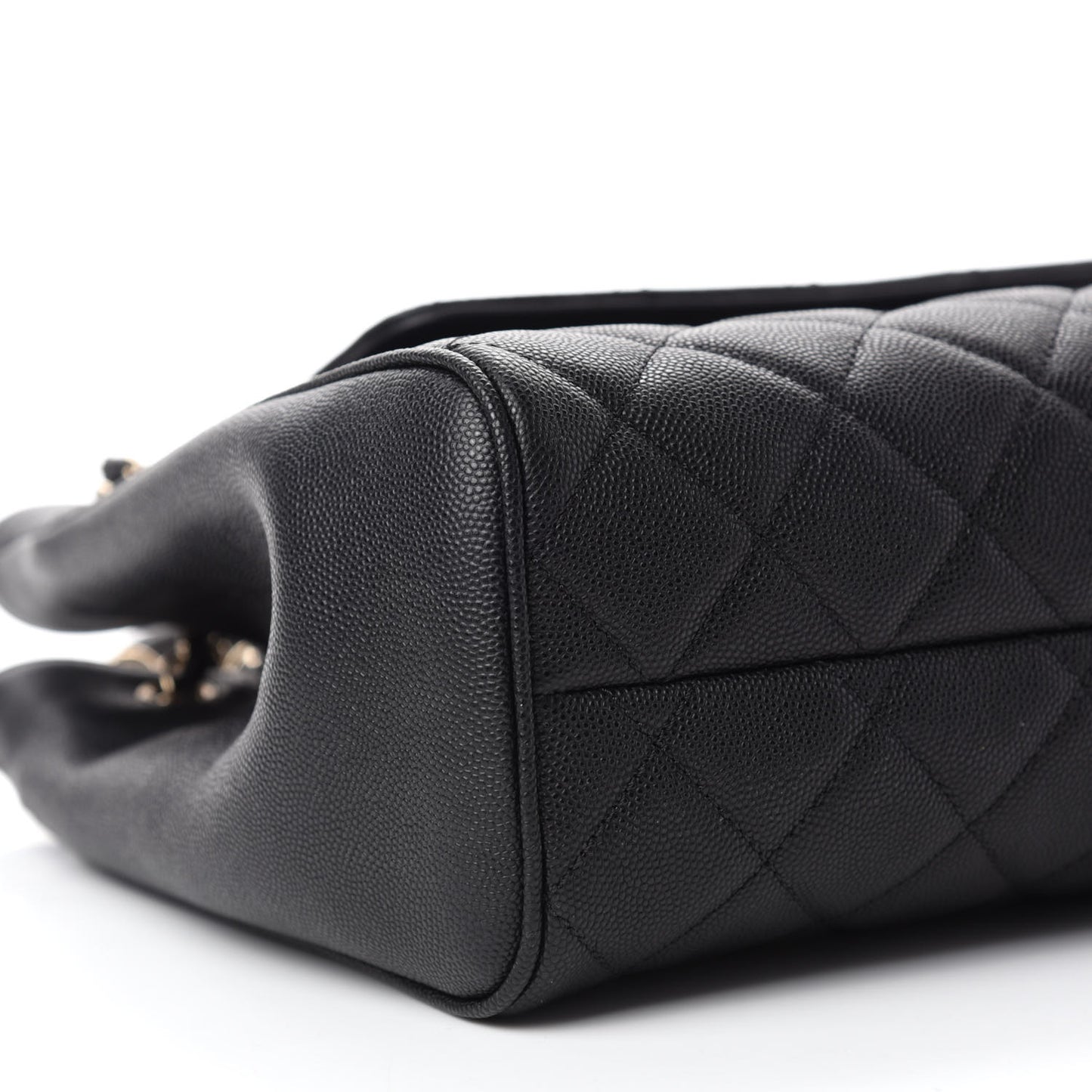 Caviar Quilted In Out Flap Shopping Tote Black