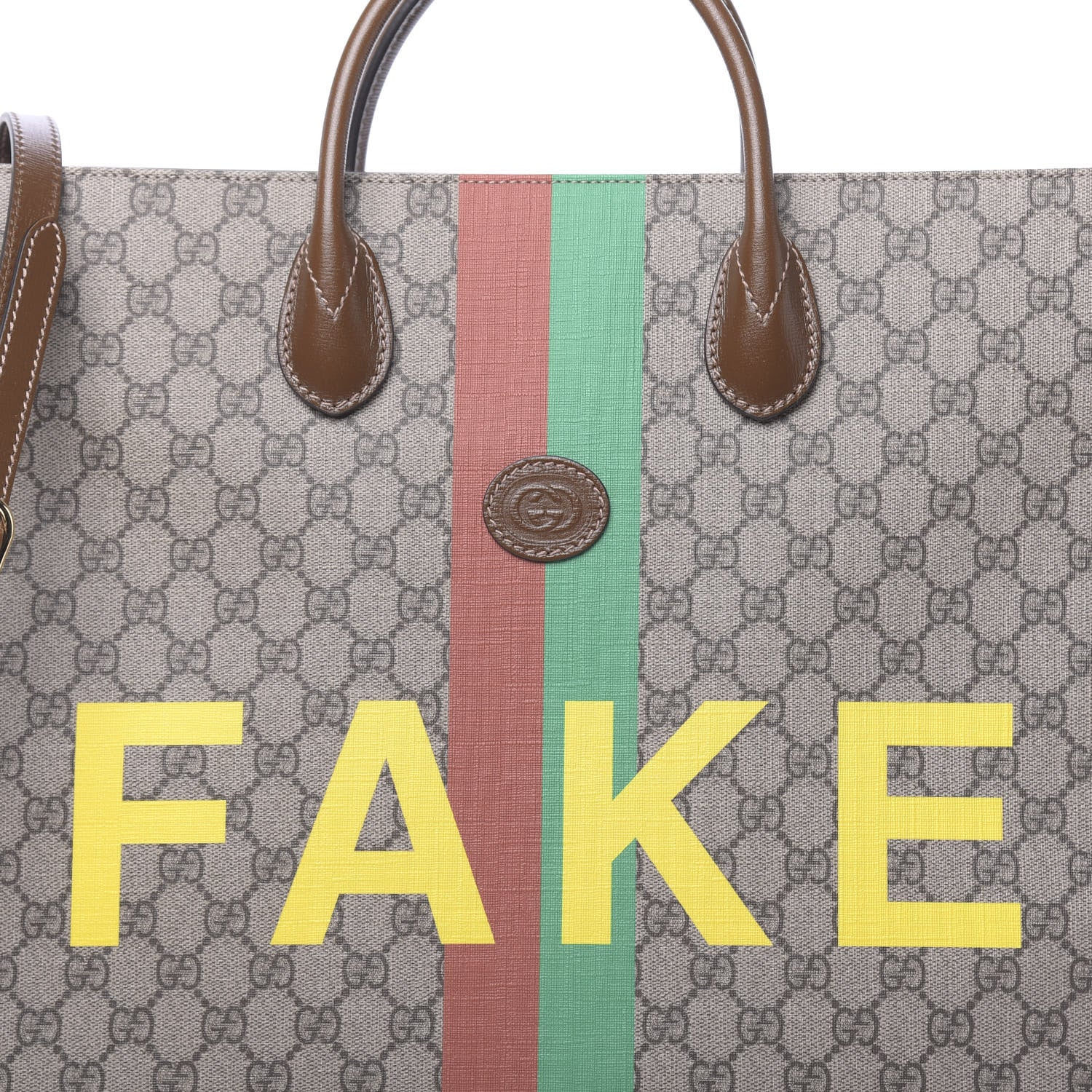 Gucci GG Supreme Monogram Fake/Not Large Retro Interlocking G Tote Bag Beige Brown Sugar 8 of 11