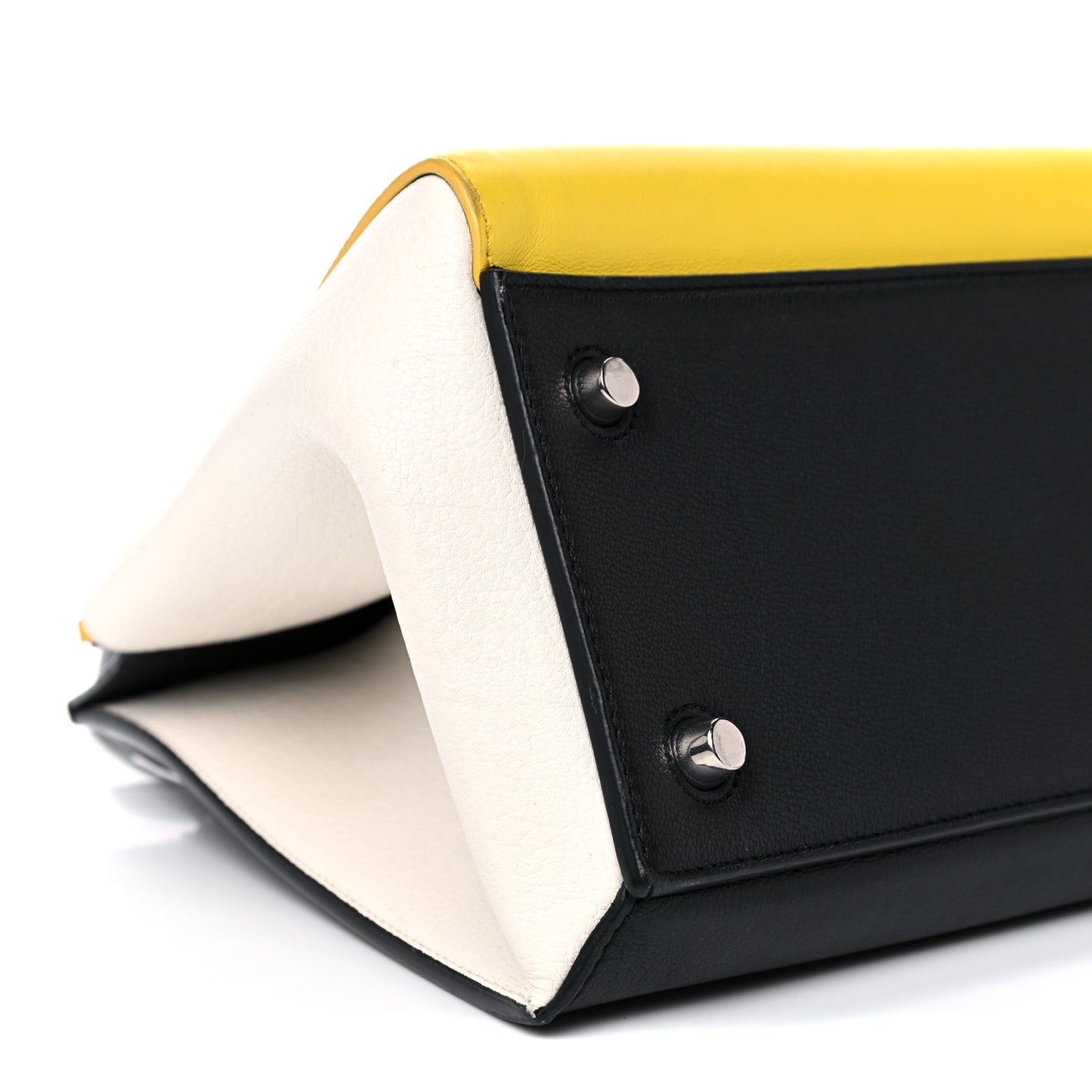 Smooth Calfskin Small Tri-Color Edge Shoulder Bag Yellow