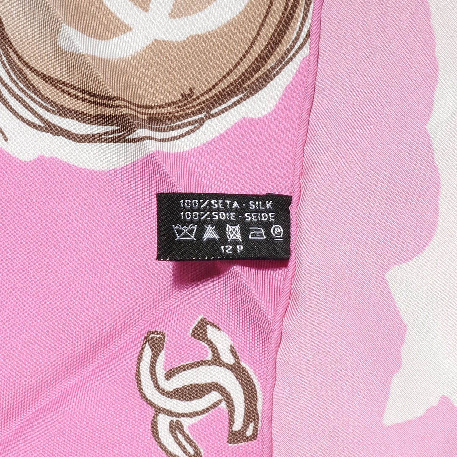 Chanel Silk CC Camellia Clover Heart Scarf Pink 5 of 5