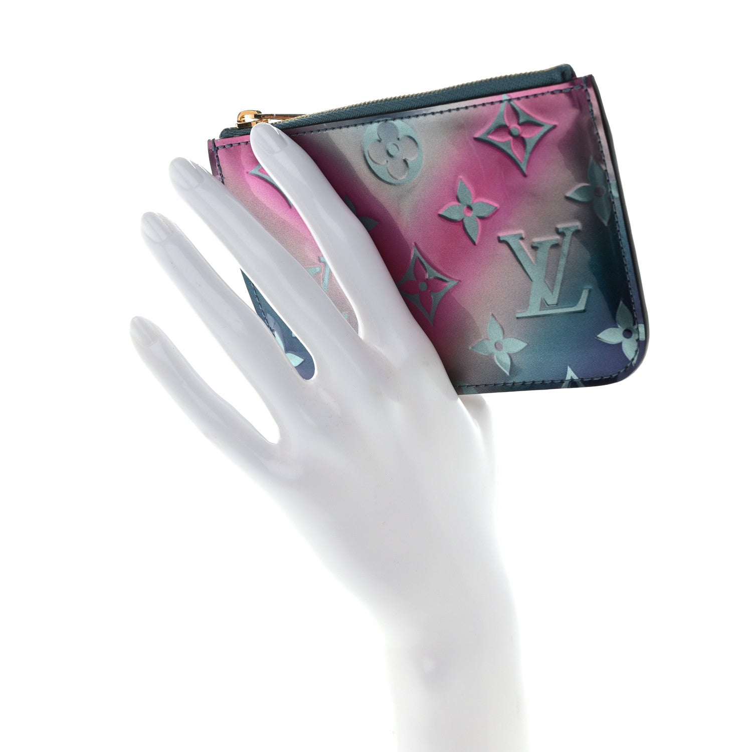 Louis Vuitton Metallic Vernis Degrade Key Pouch Blue Pink 2 of 8