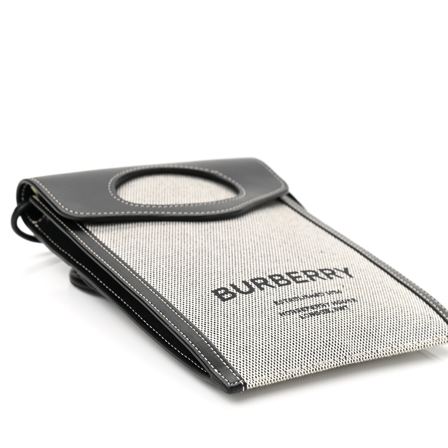 Cotton Canvas Calfskin Two Tone Phone Case Black