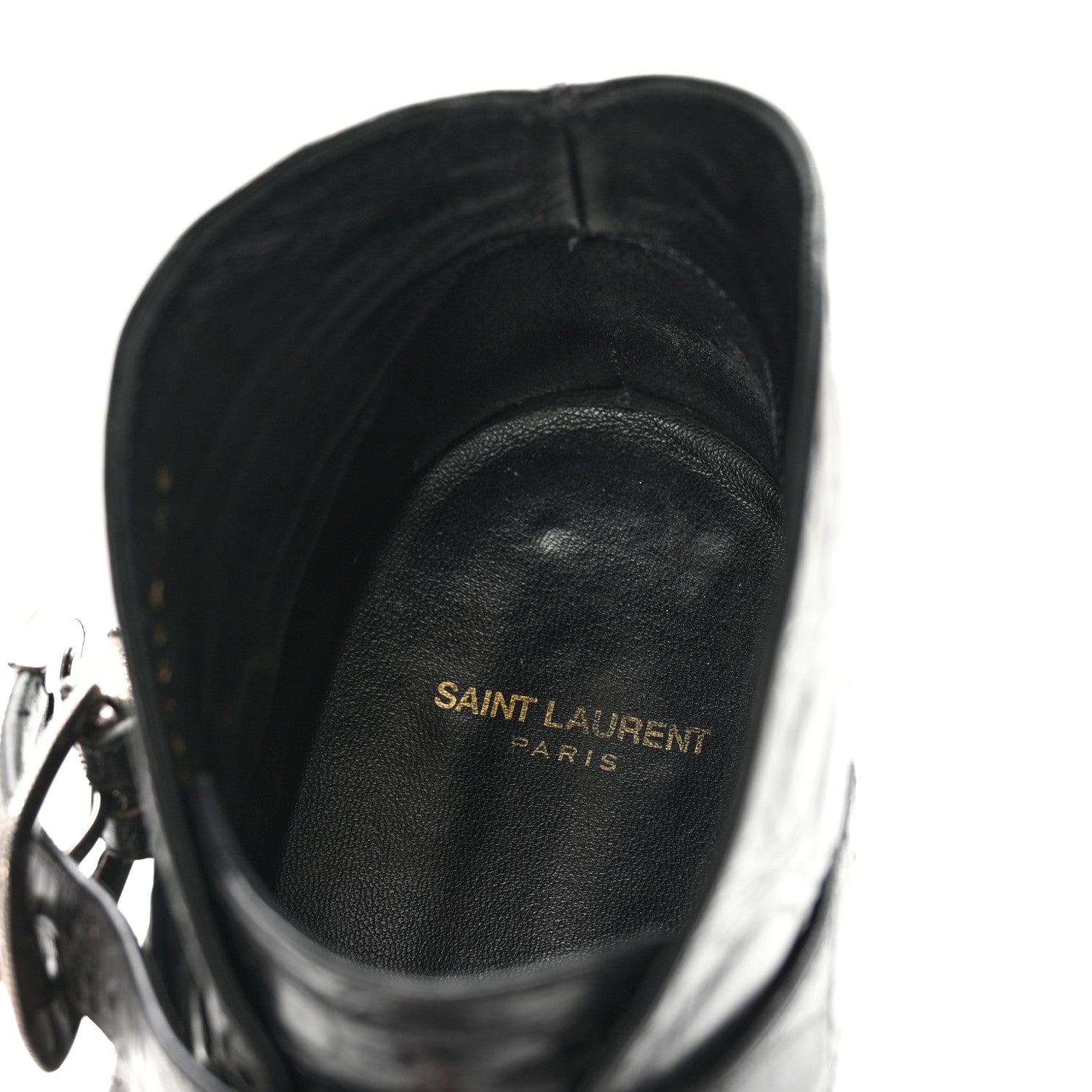 Saint Laurent Calfskin Crocodile Embossed Mens Dixon Buckle Ankle Boots 45 Black 8 of 12