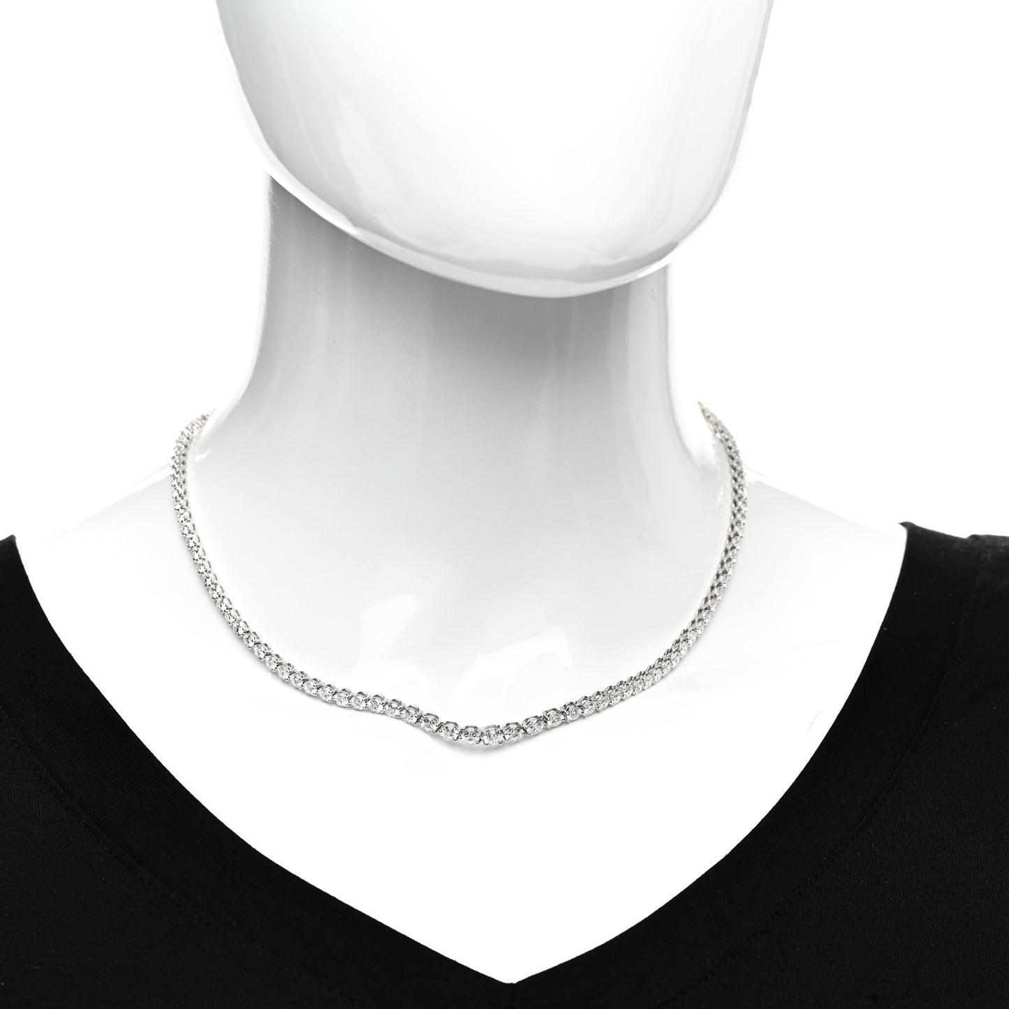 Platinum Diamond Victoria Graduated Line Necklace