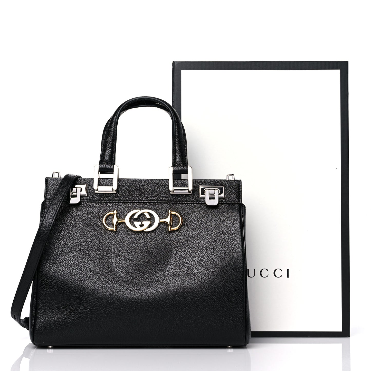 Grainy Calfskin Small Zumi Top Handle Bag Black