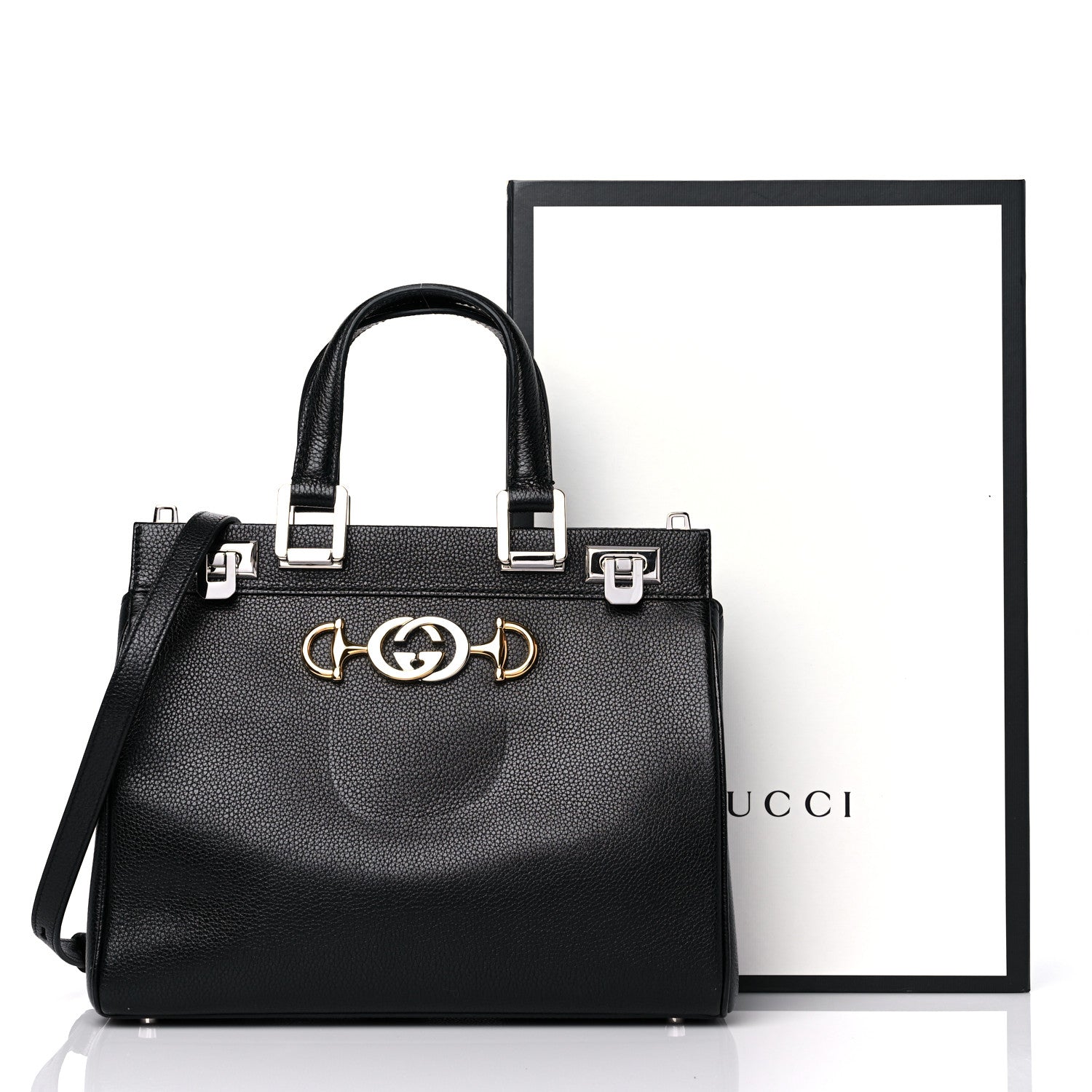 Gucci Grainy Calfskin Small Zumi Top Handle Bag Black 12 of 12