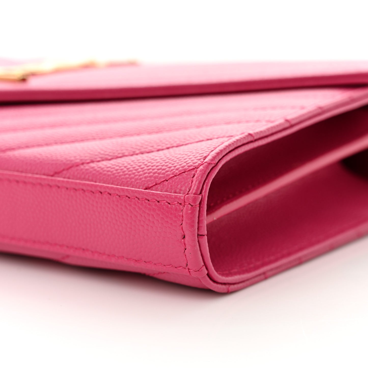 Grain De Poudre Matelasse Chevron Monogram Envelope Chain Wallet  Fuxia Couture