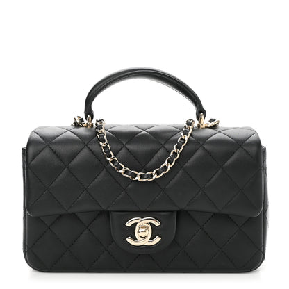 Chanel Lambskin Quilted Mini Top Handle Rectangular Flap Black 1 of 11
