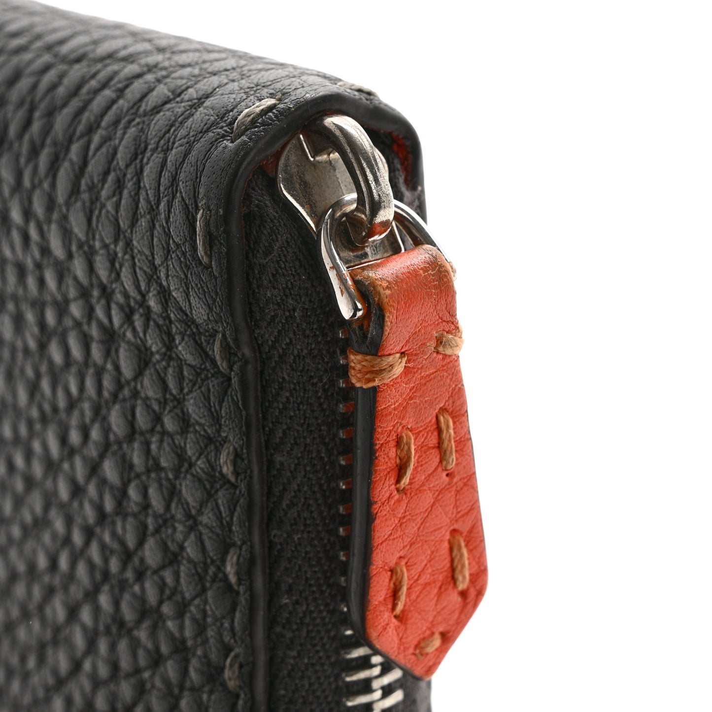 Cuoio Romano Lux Selleria Zip Around Wallet Asfalto Arancio