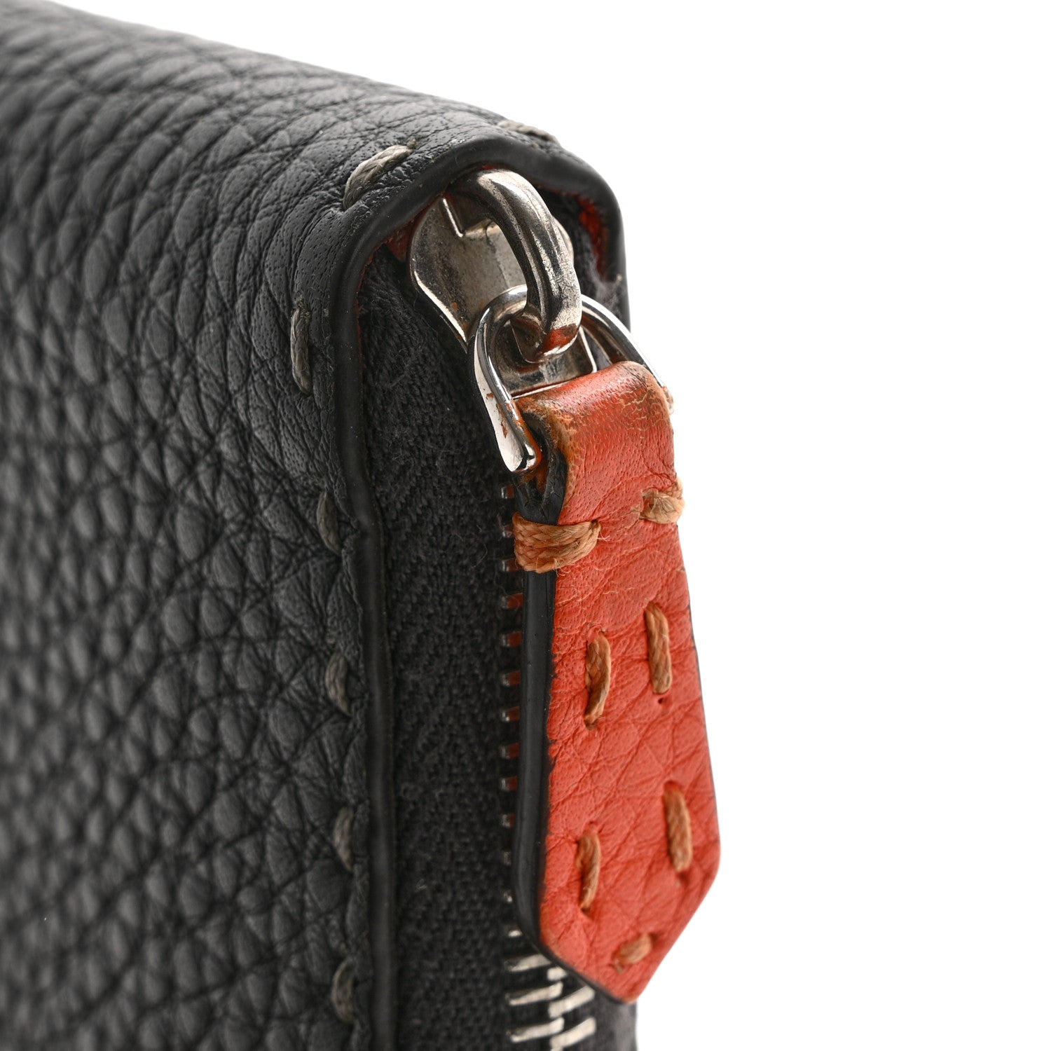 Fendi Cuoio Romano Lux Selleria Zip Around Wallet Asfalto Arancio 11 of 13