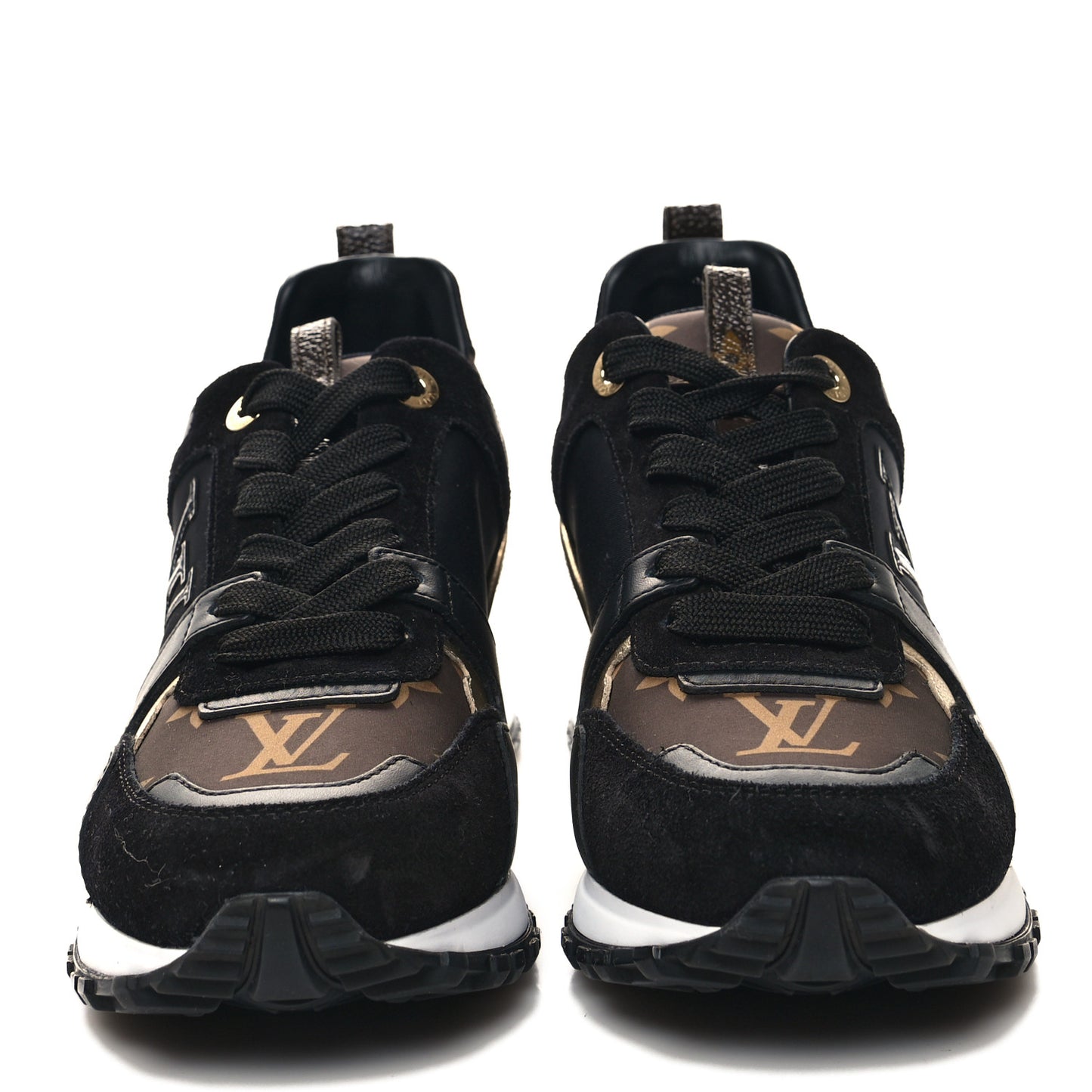 Suede Monogram Run Away Sneakers 36 Black