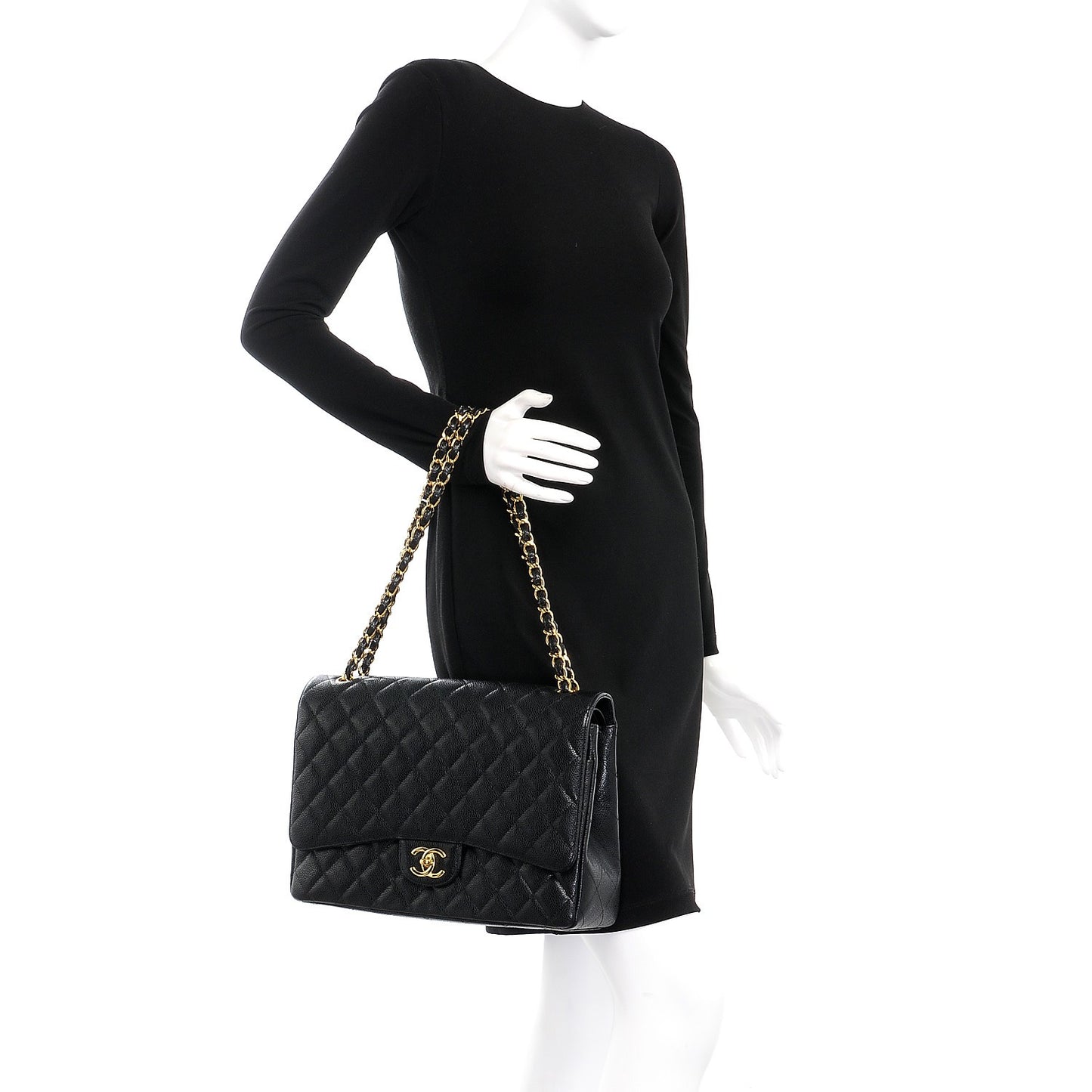 Caviar Quilted Maxi Double Flap Black