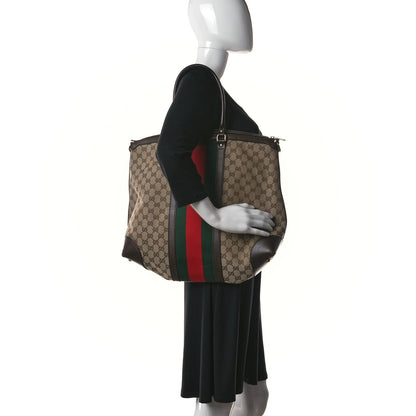 Gucci GG Canvas Vintage Web Large Tote Brown 2 of 12
