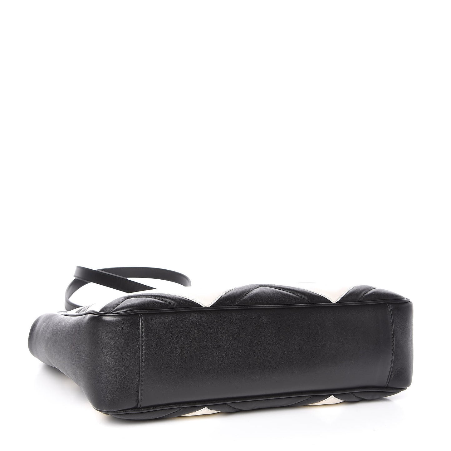 Calfskin Matelasse Medium GG Marmont Open Top Shoulder Bag Black White