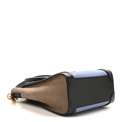 Celine Drummed Calfskin Nubuck Nano Tri-Color Luggage Stone Blue Black 4 of 10