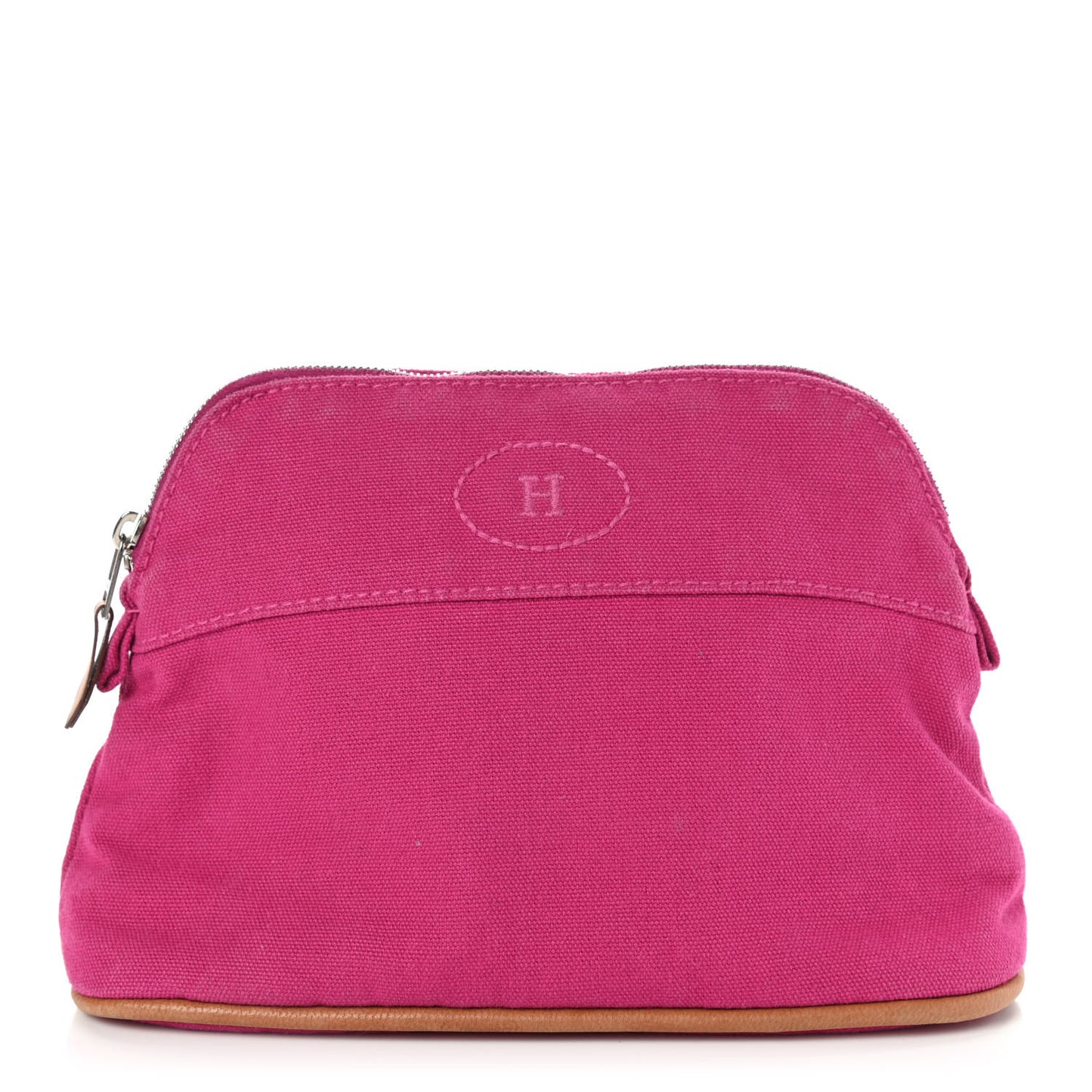 Cotton Canvas Mini Bolide Travel Cosmetic Pouch Hibiscus