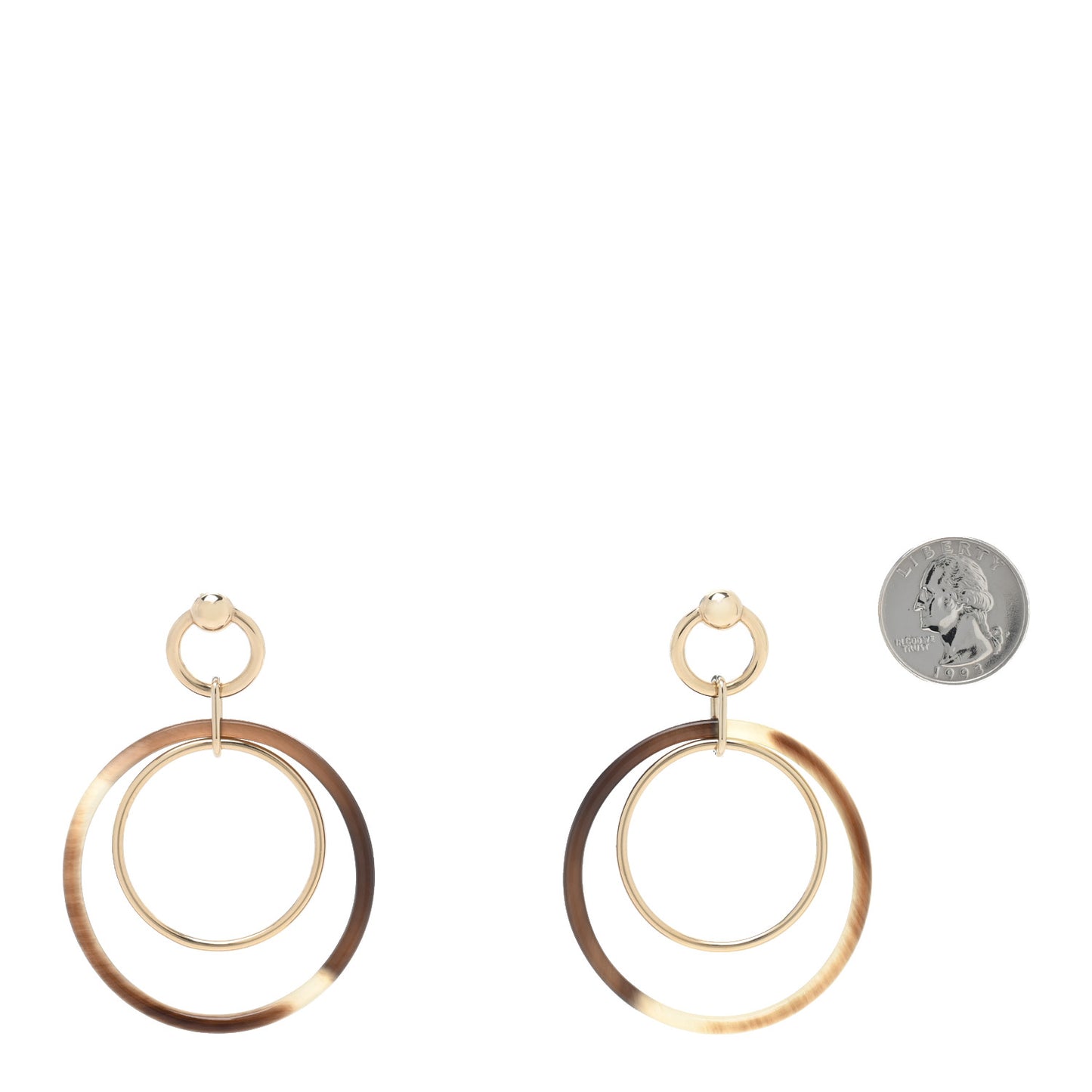 Permabrass Buffalo Horn Wood Amulette Hoop Earrings