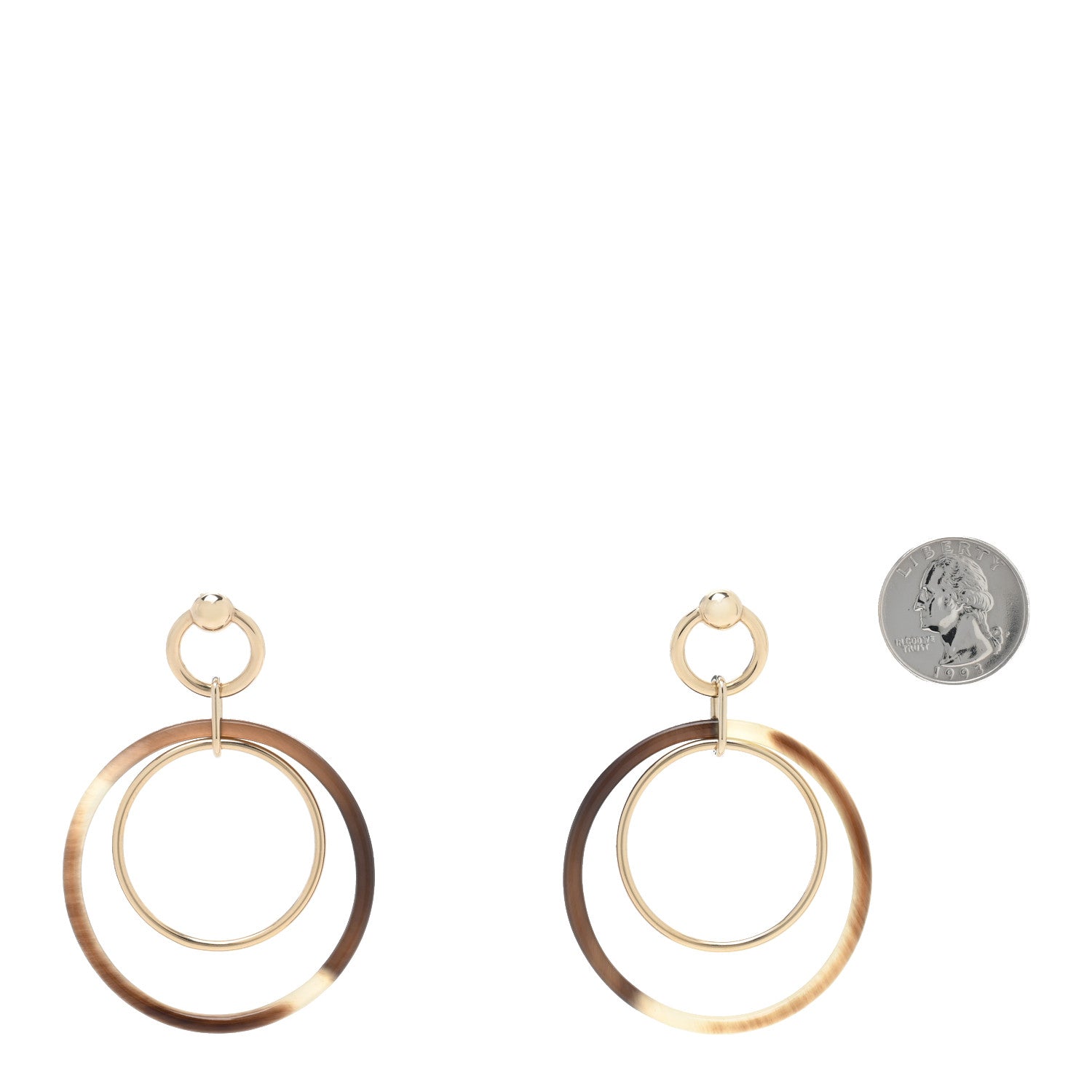Hermes Permabrass Buffalo Horn Wood Amulette Hoop Earrings 2 of 5