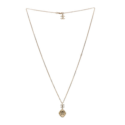 Chanel Crystal CC Drop Pendant Necklace Gold 3 of 4