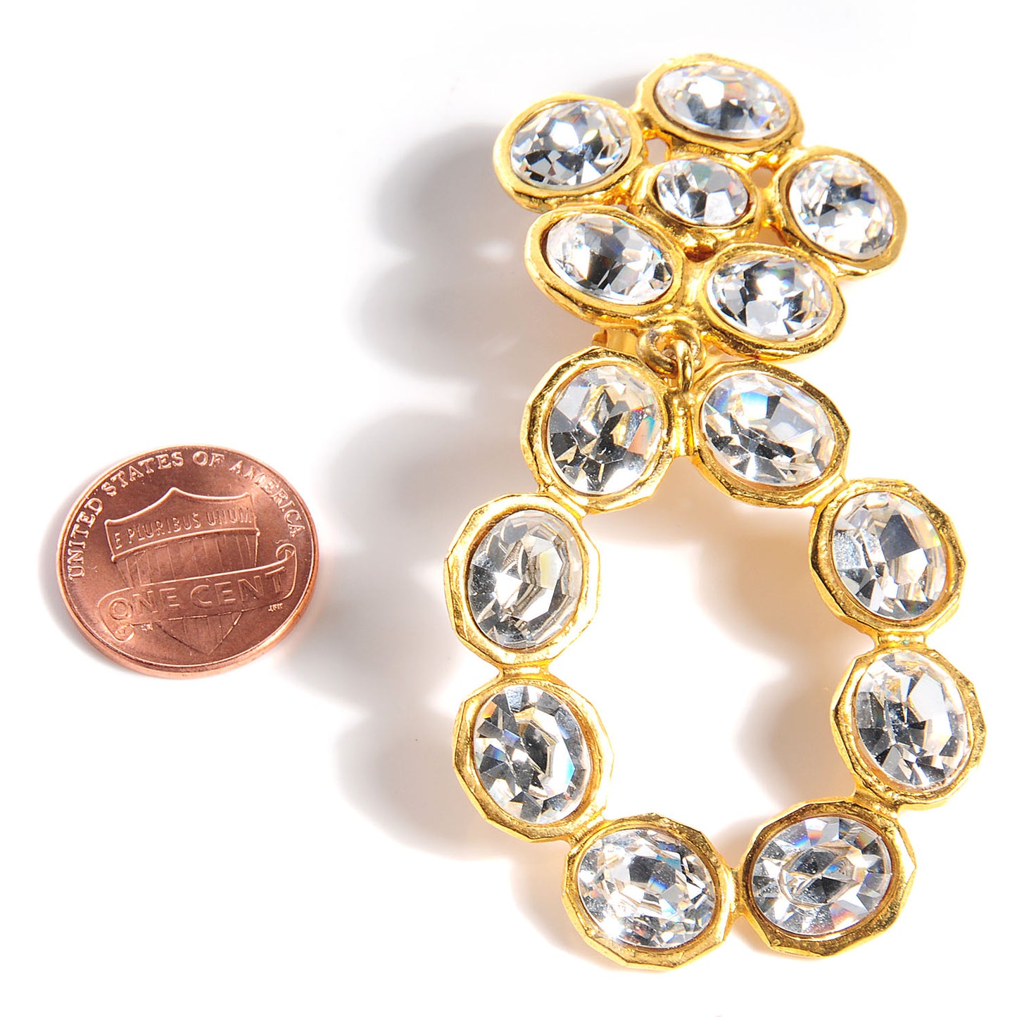 Crystal Flower Clip On Earrings Gold
