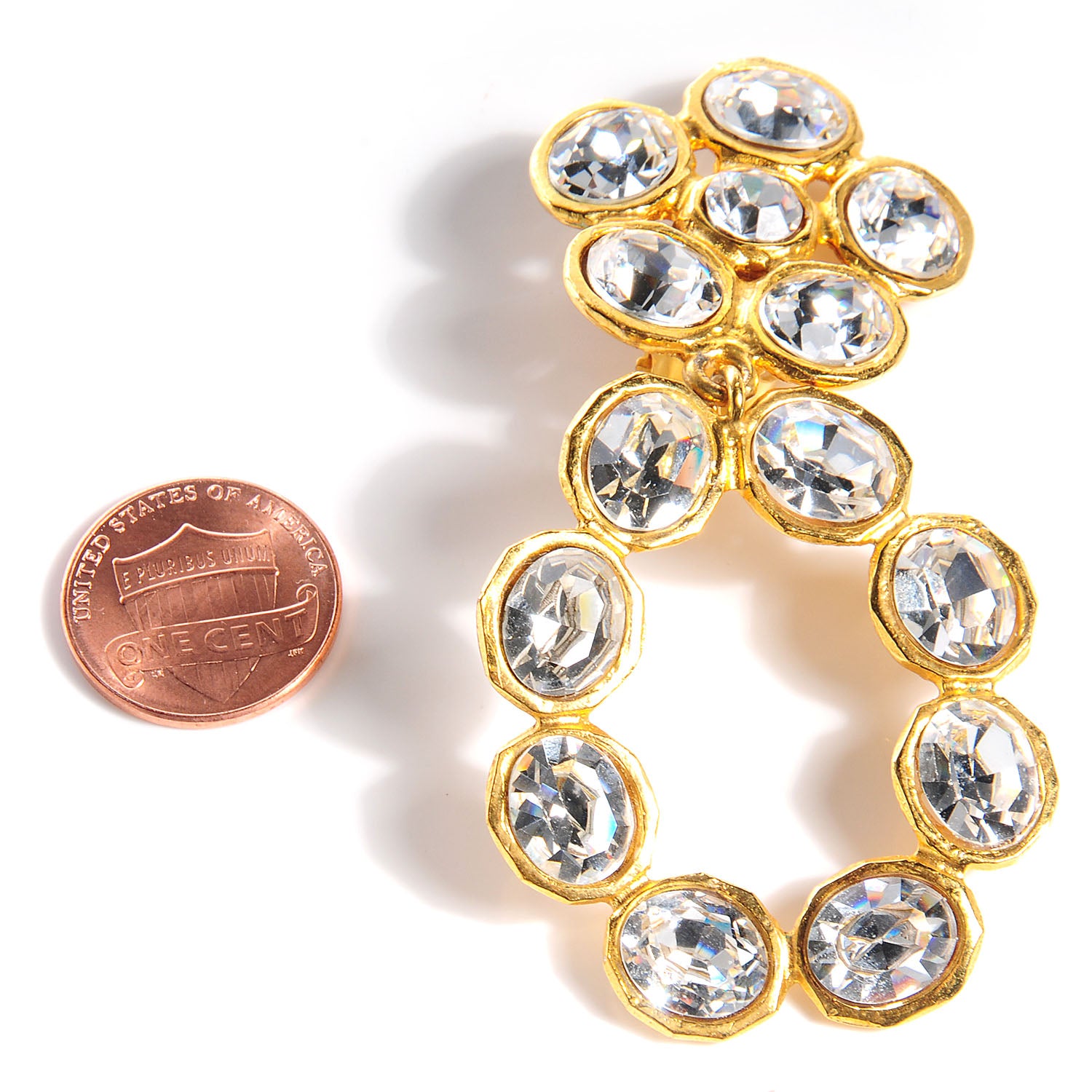Chanel Crystal Flower Clip On Earrings Gold 2 of 4