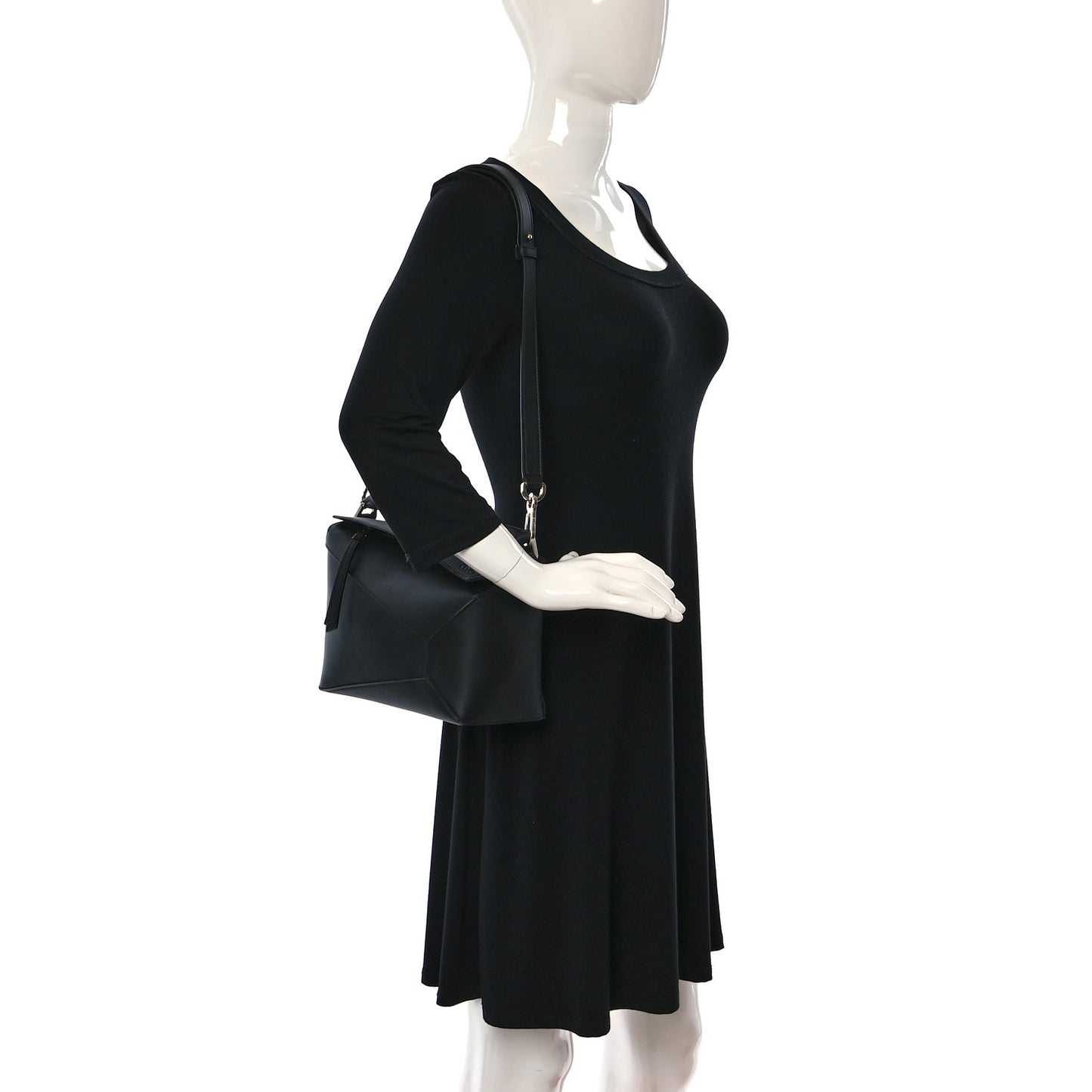 Calfskin Small Puzzle Bag Black