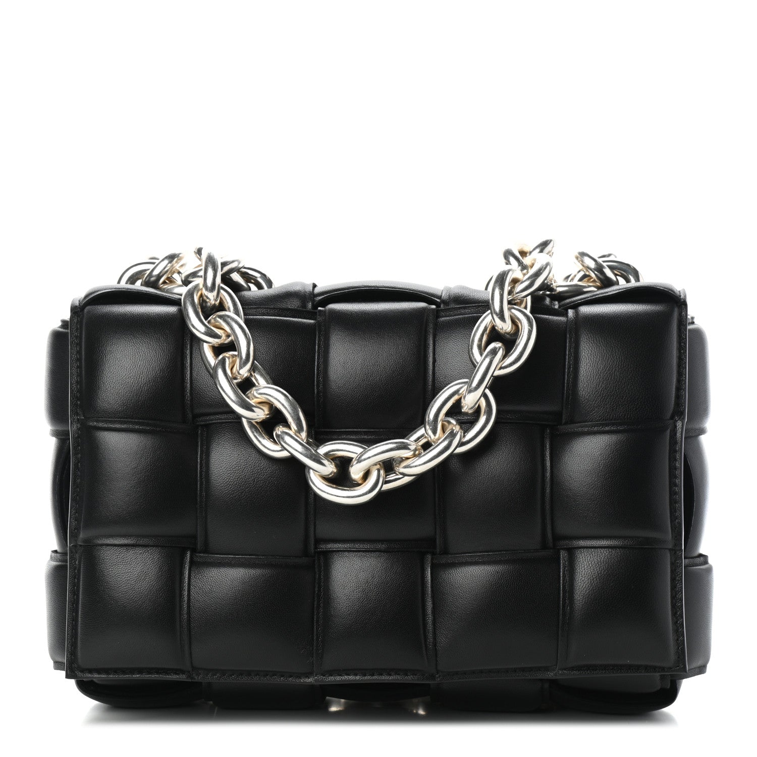 Bottega Veneta Lambskin Maxi Intreccio Padded Chain Cassette Crossbody Bag Black 1 of 5