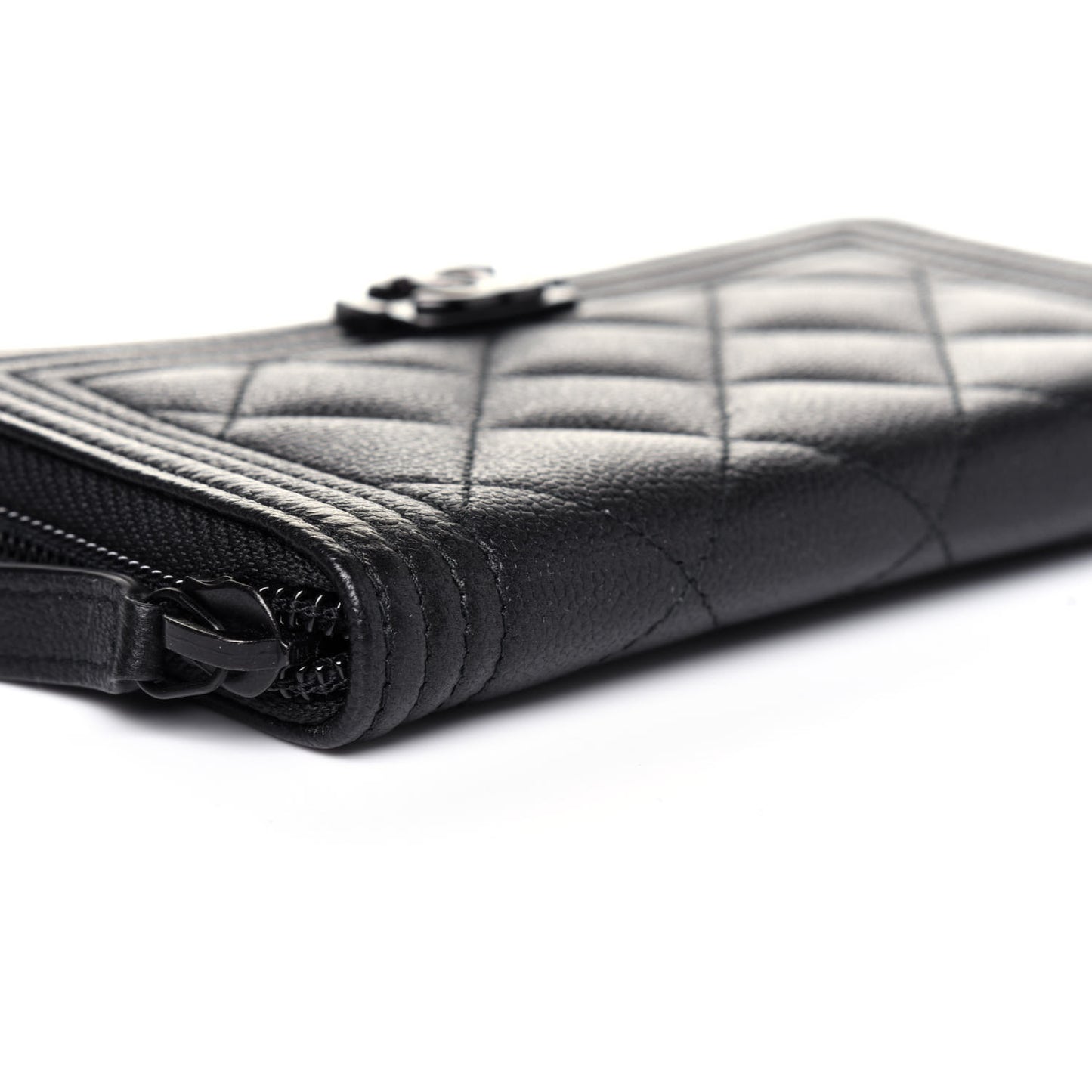 Caviar Quilted Small Boy Zip Around Wallet So Black