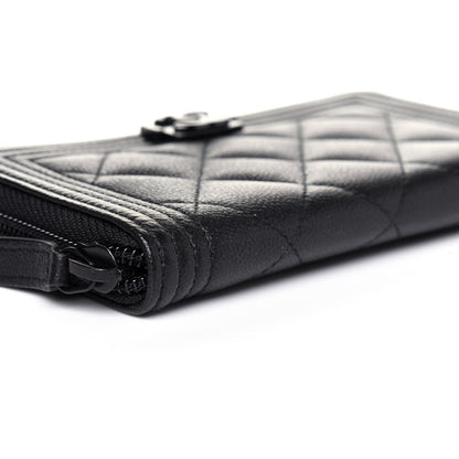 Chanel Caviar Quilted Small Boy Zip Around Wallet So Black 6 of 12
