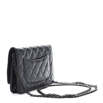 Chanel Aged Calfskin Quilted Reissue Wallet On Chain WOC Navy 3 of 13