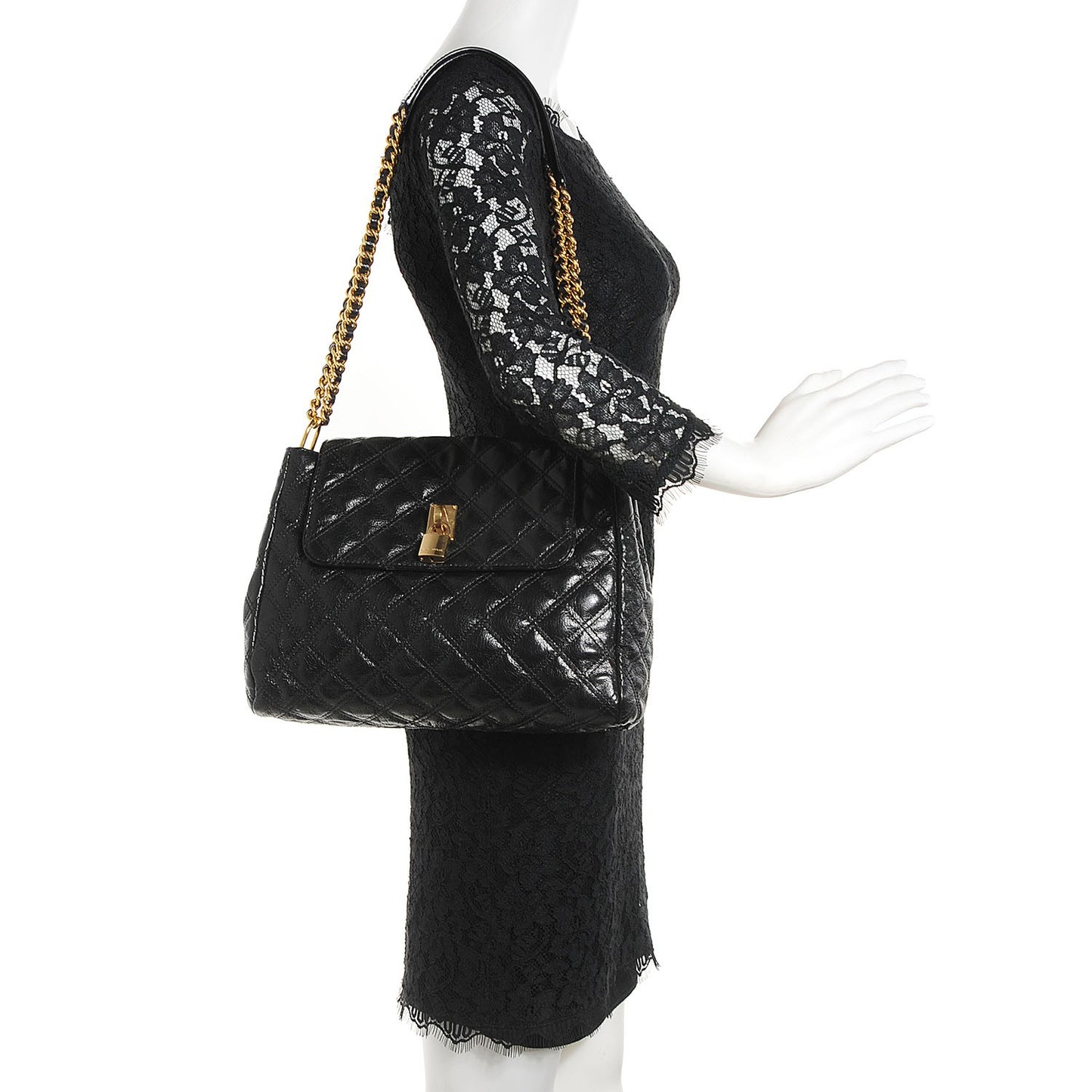 Lacquered Lambskin Baroque The XL Single Flap Black
