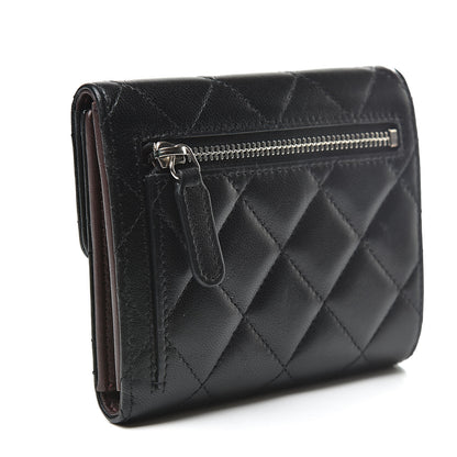 Chanel Lambskin Quilted Compact Flap Wallet Black 3 of 10